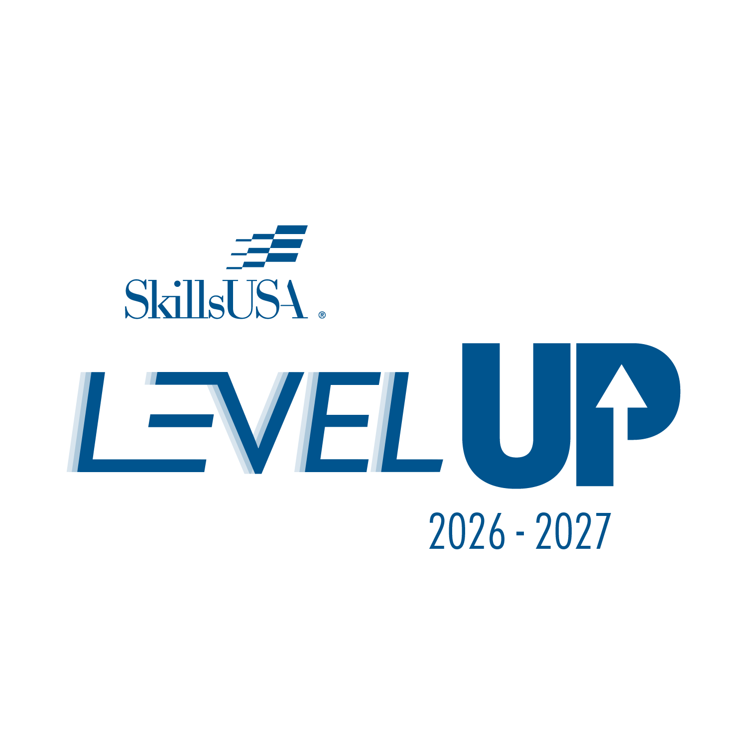 The SkillsUSA logo with "LEVEL UP 2026-2027" indicating an upcoming initiative.
